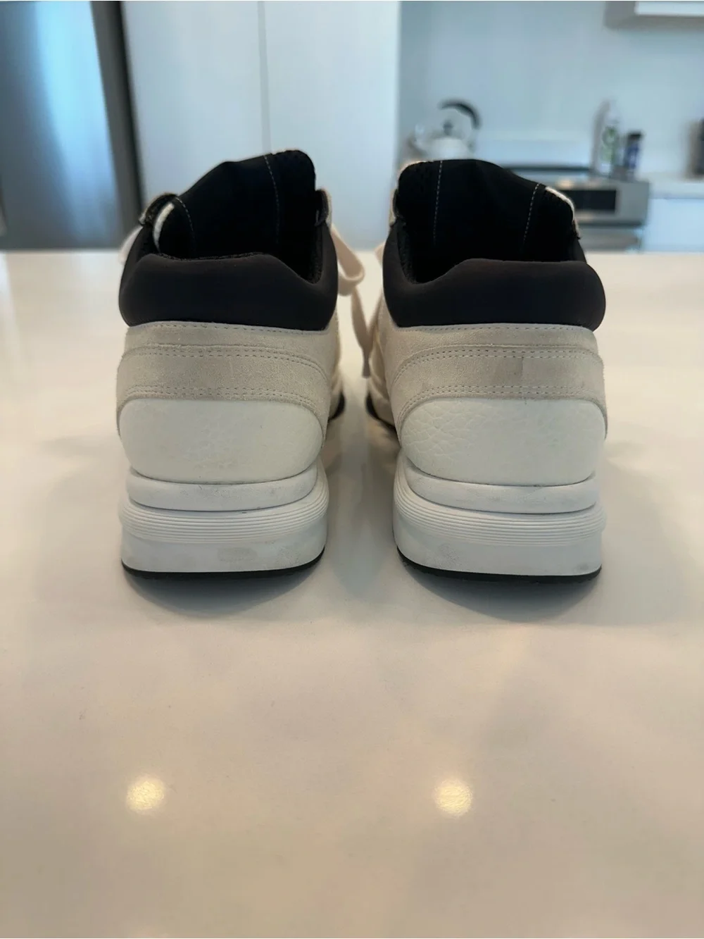CHANEL White and Black Sneakers